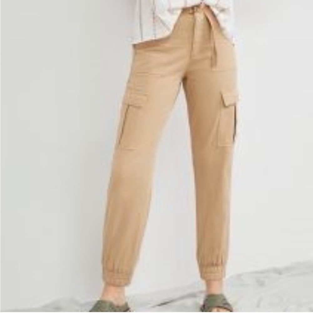 Anthropologie Serra Retreat Twill Utility Joggers Khaki Tan 31